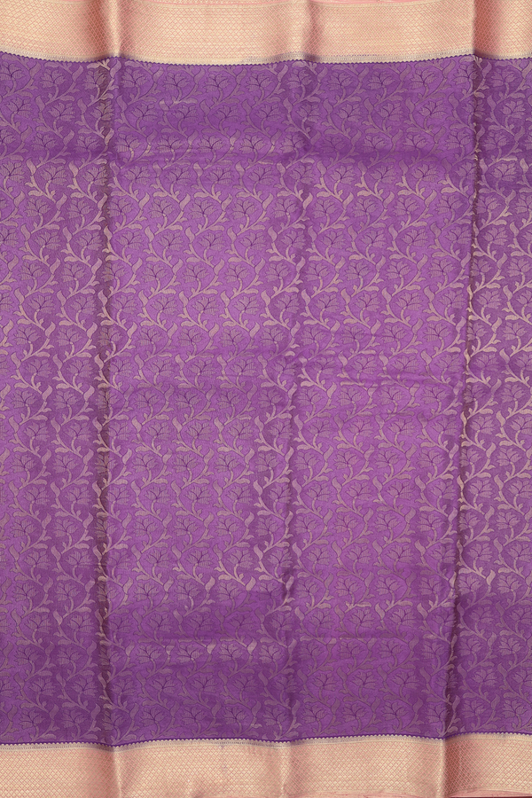 Mysore Silk Saree In Grape Purple With Floral Design