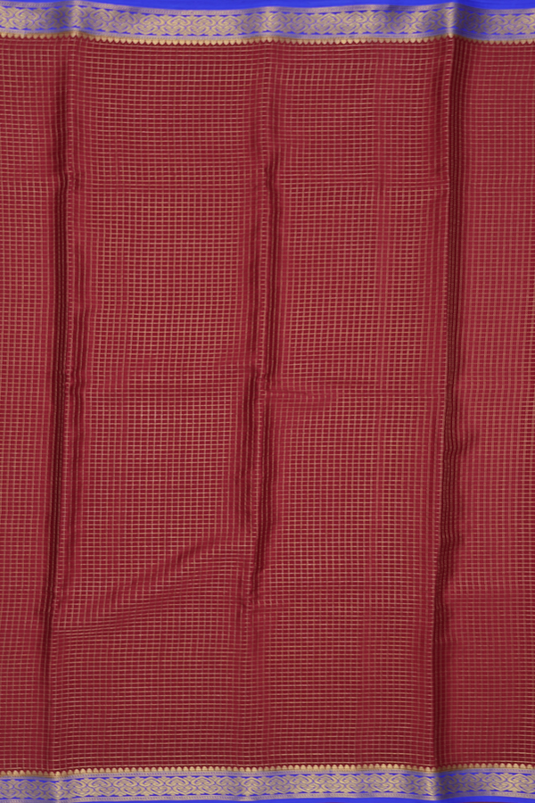 Mysore Silk Saree In Maroon With Checks Design