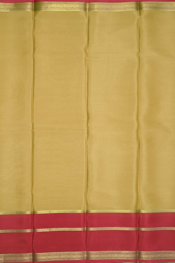 Mysore Silk Saree In Greenish Brown With Contrast Border