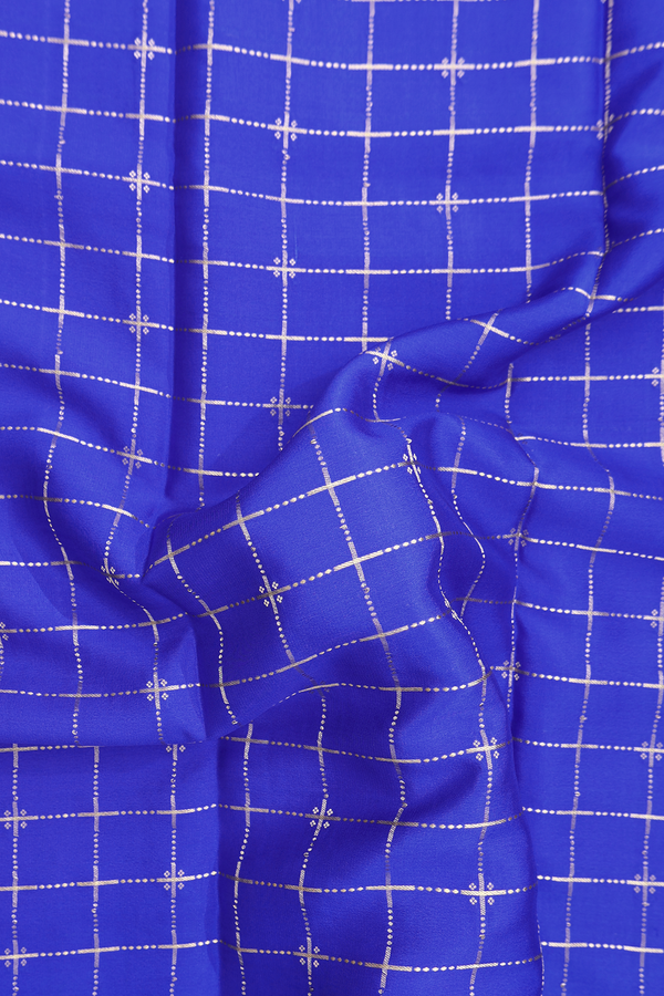 Mysore Silk Saree In Indigo Blue With Checks Design