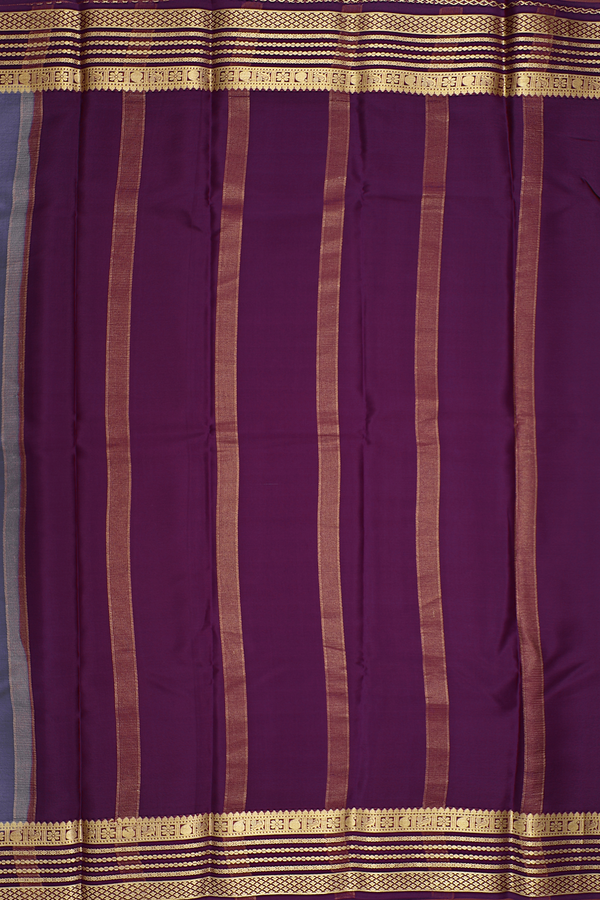 Mysore Silk Saree In Pigeon Blue With Contrast Border