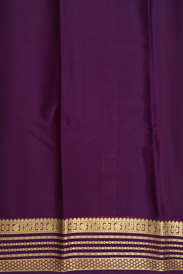 Mysore Silk Saree In Pigeon Blue With Contrast Border