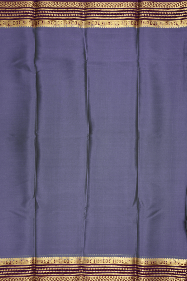 Mysore Silk Saree In Pigeon Blue With Contrast Border