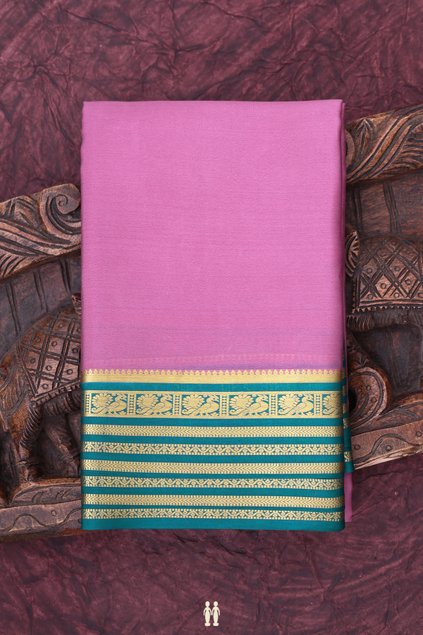 Mysore Silk Saree In Dusty Lavender With Contrast Border