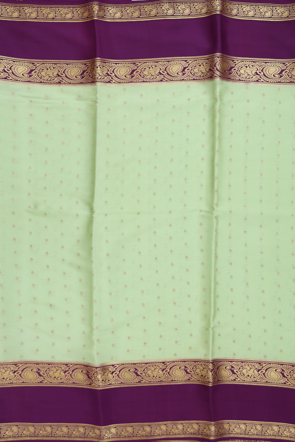 Mysore Silk Saree In Pale Green With Thilagam Buttis