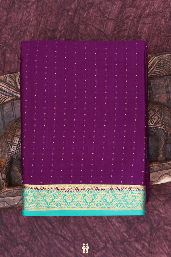 Mysore Silk Saree In Grape Purple With Stripes Design