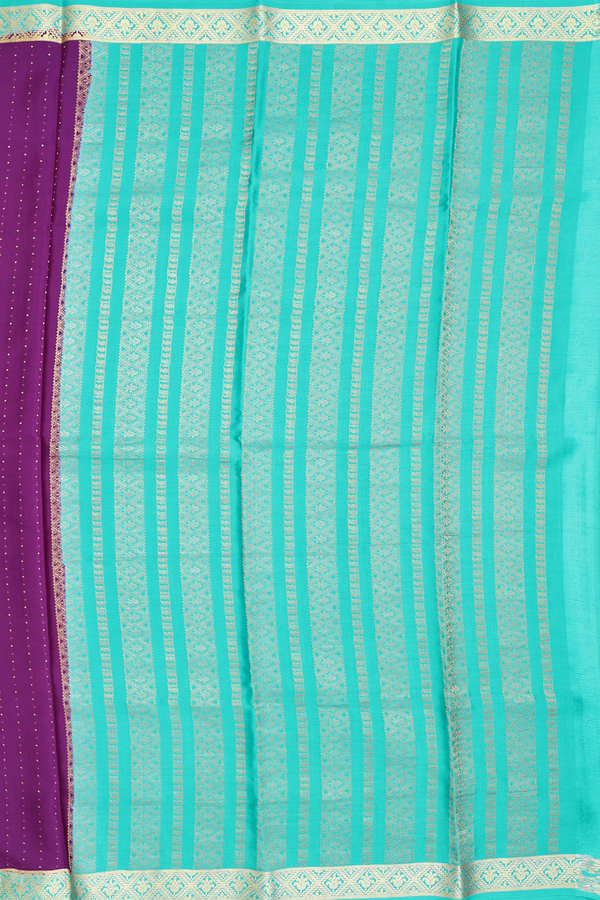 Mysore Silk Saree In Grape Purple With Stripes Design