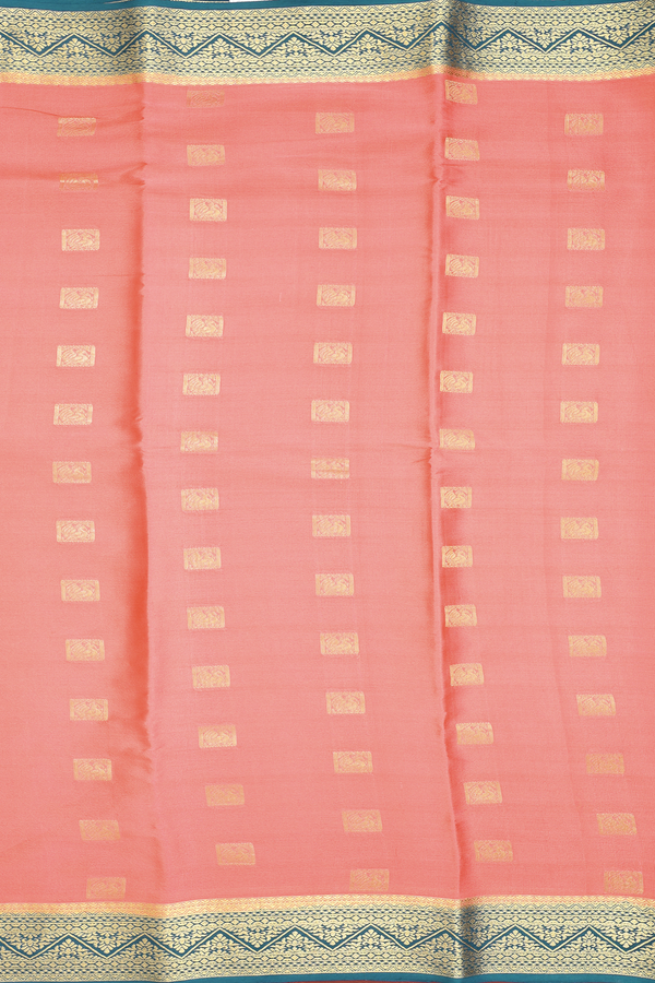 Mysore Silk Saree In Peach Pink With Zari Buttas