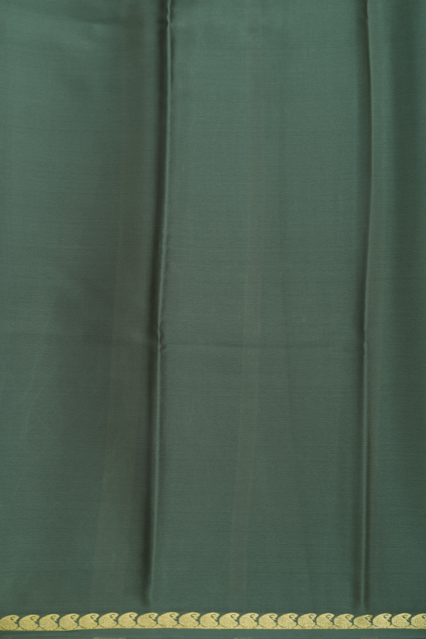 Mysore Silk Saree In Plain Green With Paisley Border