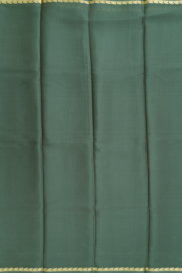 Mysore Silk Saree In Plain Green With Paisley Border