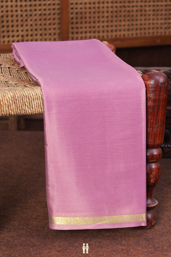 Mysore Silk Saree In Plain Dusty Lavender With Floral Border