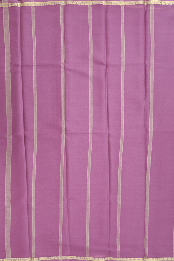 Mysore Silk Saree In Plain Dusty Lavender With Floral Border