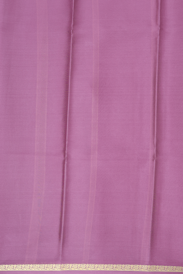Mysore Silk Saree In Plain Dusty Lavender With Floral Border