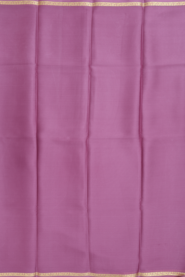 Mysore Silk Saree In Plain Dusty Lavender With Floral Border