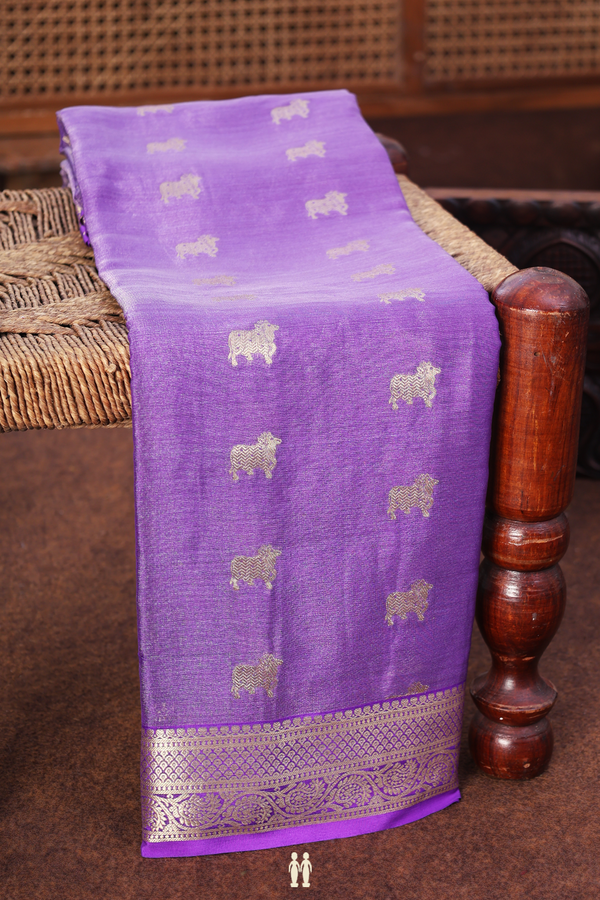 Mysore Silk Saree In Purple With Zari Buttas
