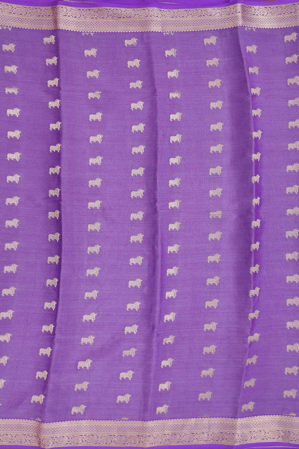 Mysore Silk Saree In Purple With Zari Buttas