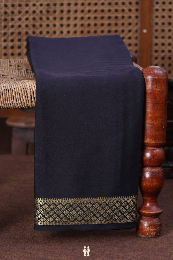 Mysore Silk Saree In Black With Zari Border