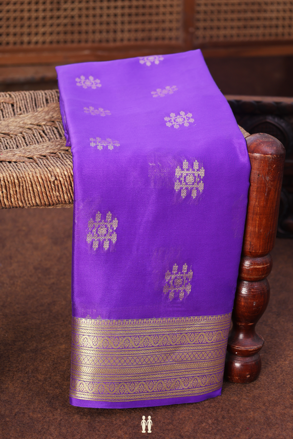 Mysore Silk Saree In Purple With Zari Buttas
