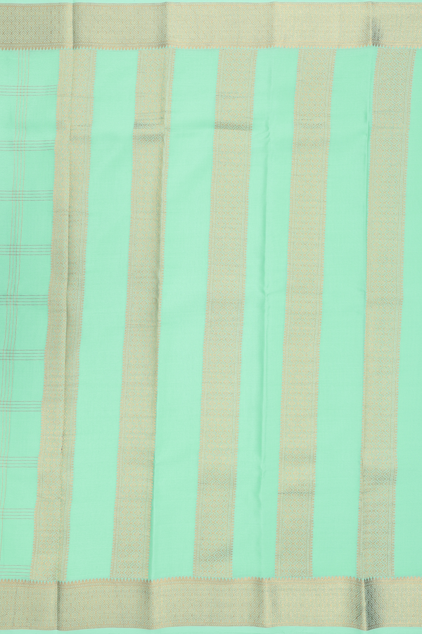 Mysore Silk Saree In Mint Green With Checks Design
