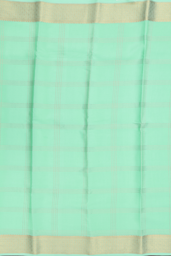 Mysore Silk Saree In Mint Green With Checks Design