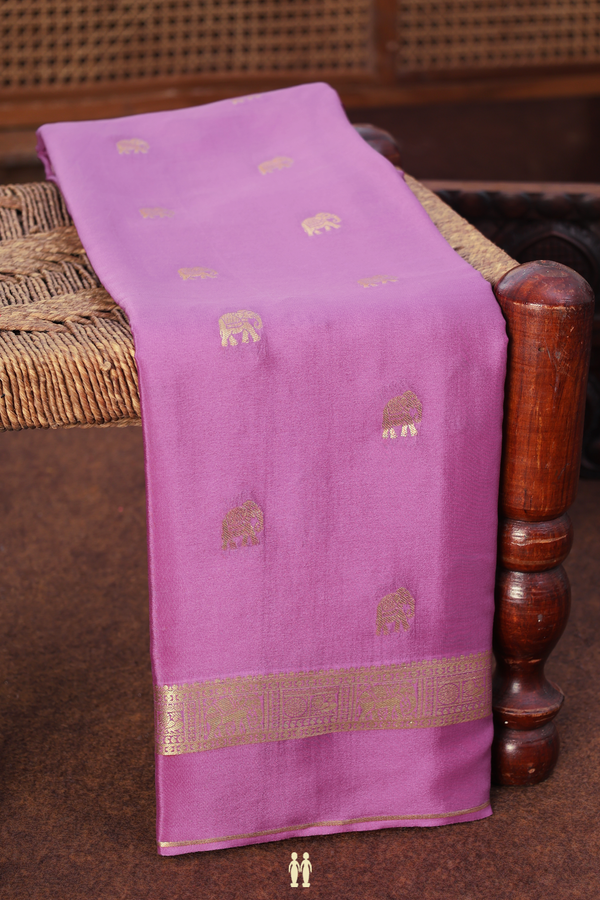 Mysore Silk Saree In Lavender With Elephant Buttas