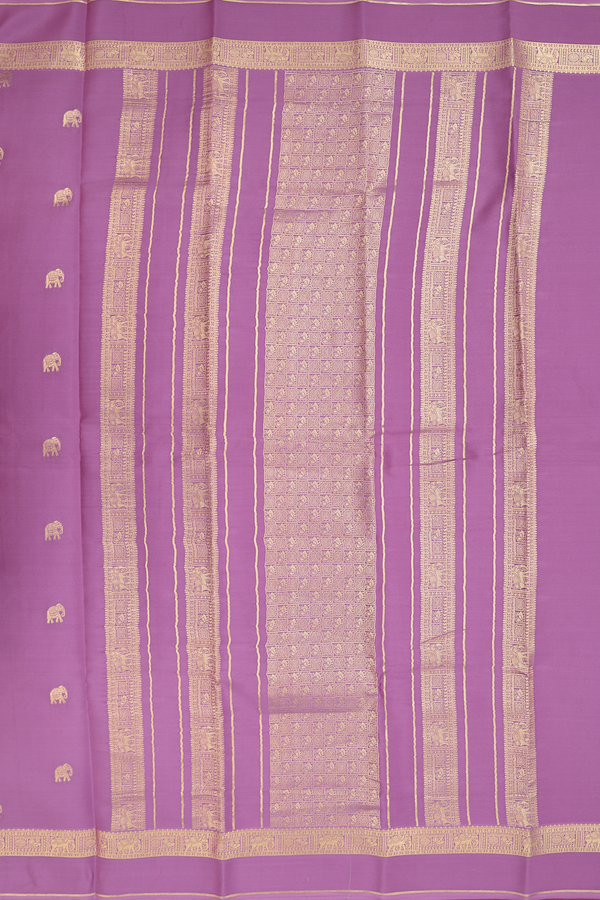 Mysore Silk Saree In Lavender With Elephant Buttas