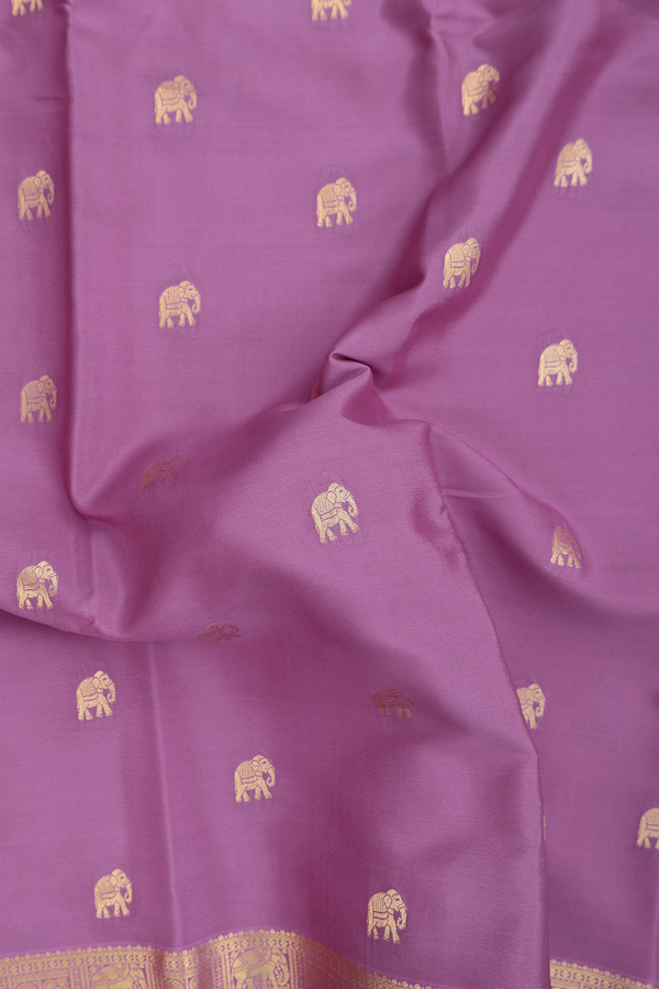 Mysore Silk Saree In Lavender With Elephant Buttas