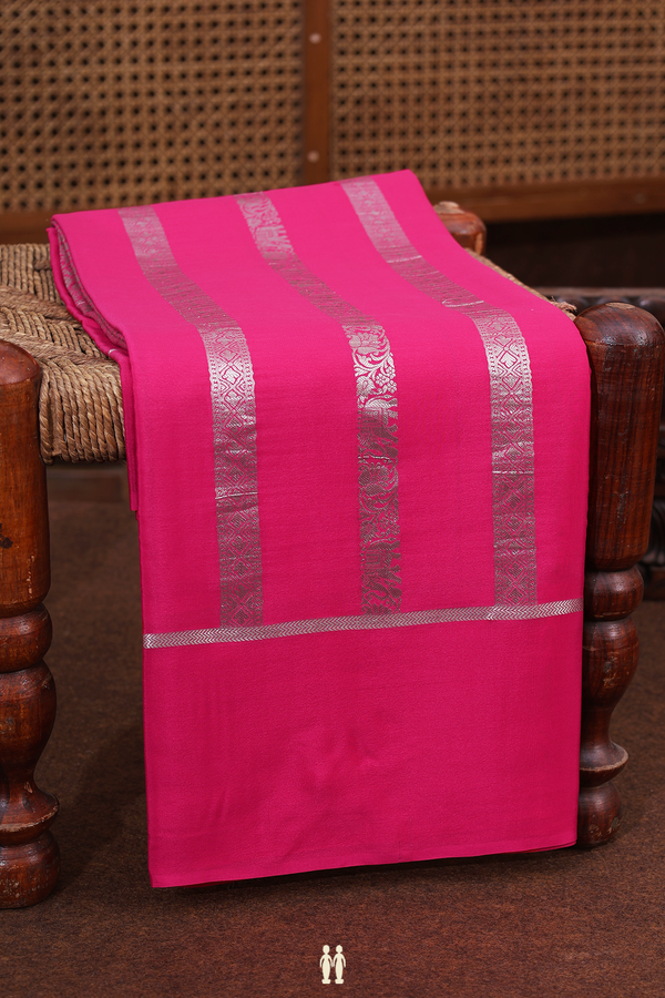Mysore Silk Saree In Rani Pink With Stripes Design