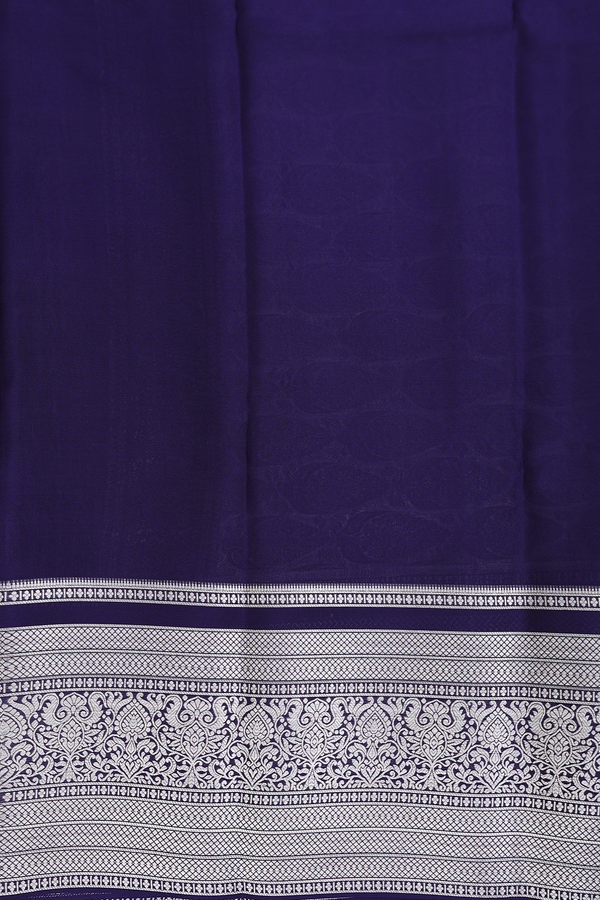 Mysore Silk Saree In Navy Blue With Floral Buttis