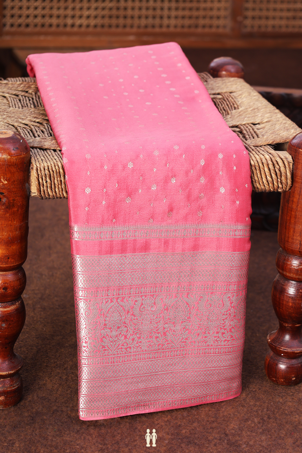 Mysore Silk Saree In Rough Pink With Floral Buttis