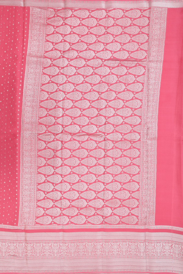 Mysore Silk Saree In Rough Pink With Floral Buttis