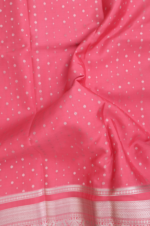 Mysore Silk Saree In Rough Pink With Floral Buttis