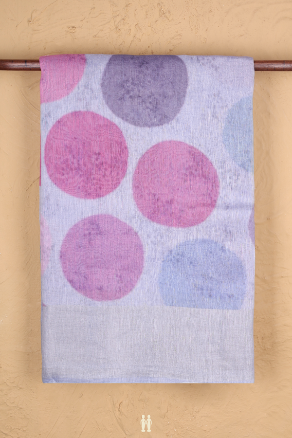 Linen Saree In Pastel Blue With Allover Design