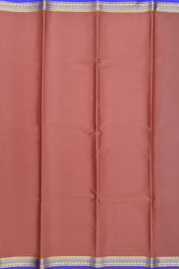 Mysore Silk Saree In Plain Brick Brown With Contrast Border