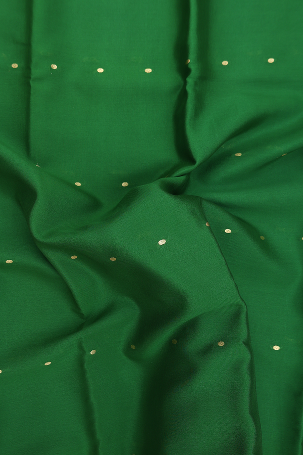 Mysore Silk Saree In Leaf Green With Zari Buttis