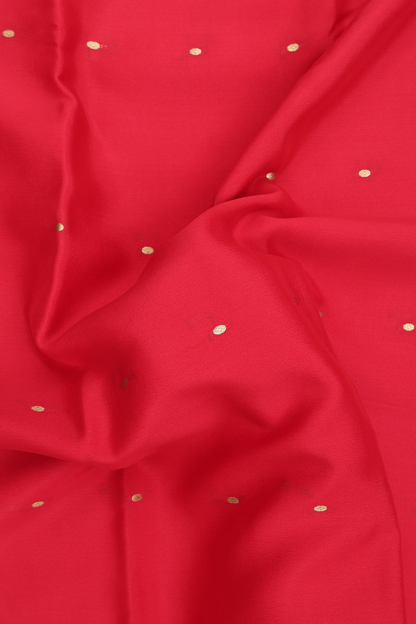 Mysore Silk Saree In Scarlet Red With Zari Buttis