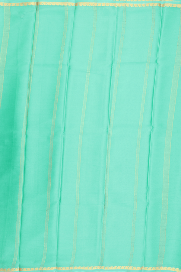 Mysore Silk Saree In Plain Mint Blue With Paisley Border