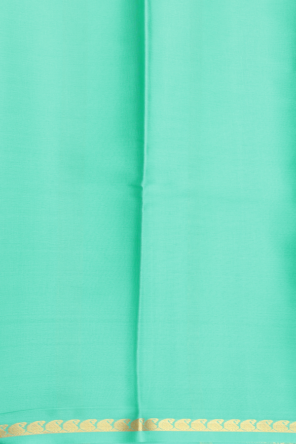 Mysore Silk Saree In Plain Mint Blue With Paisley Border