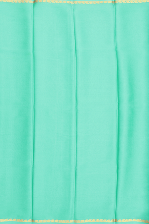 Mysore Silk Saree In Plain Mint Blue With Paisley Border