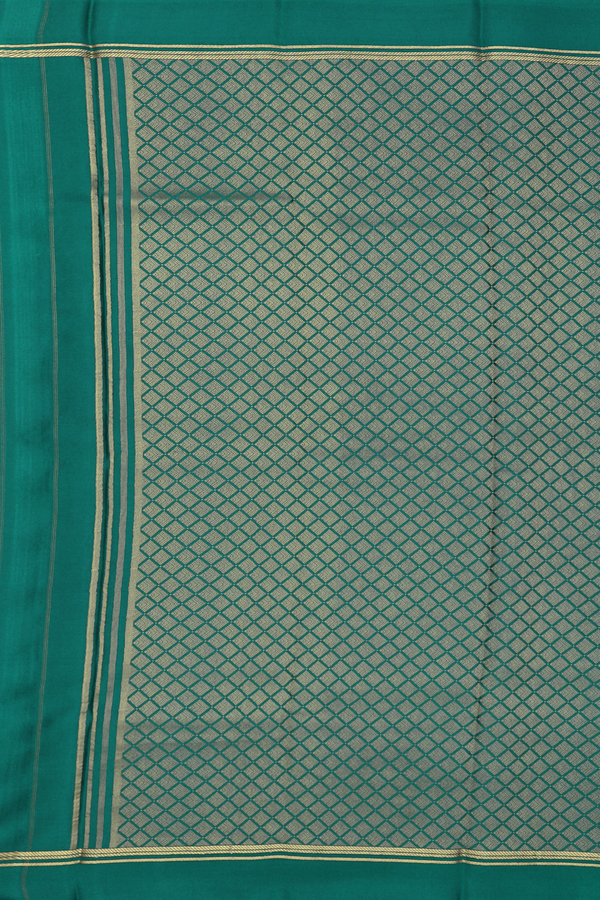 Mysore Silk Saree In Peacock Green With Stripes Design