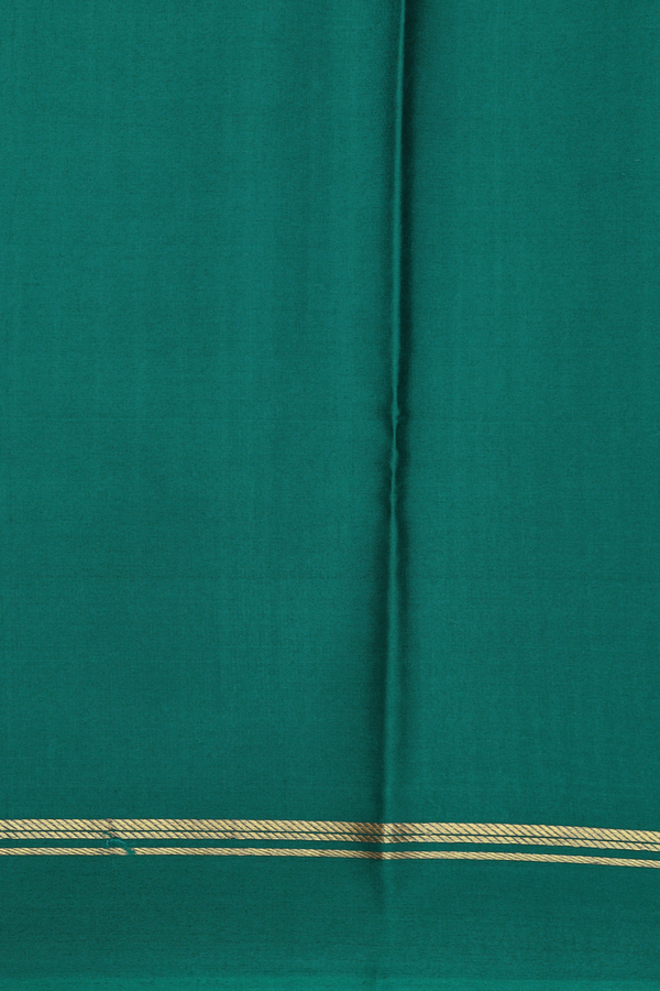 Mysore Silk Saree In Peacock Green With Stripes Design