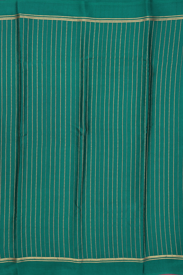 Mysore Silk Saree In Peacock Green With Stripes Design