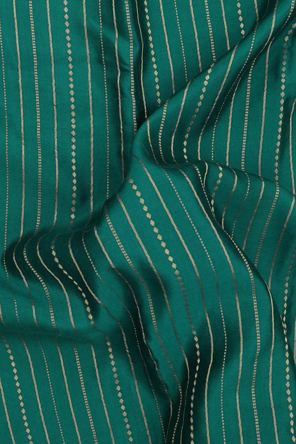Mysore Silk Saree In Peacock Green With Stripes Design