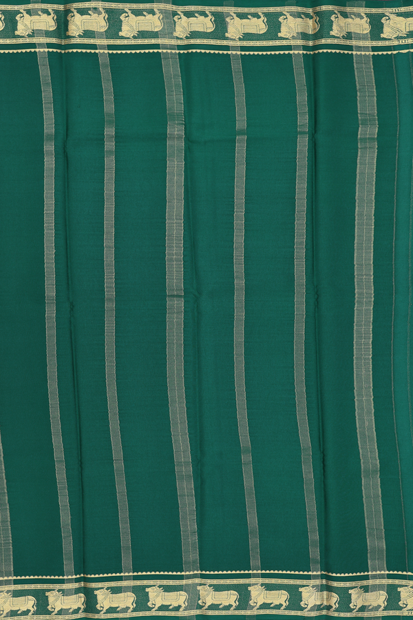 Mysore Silk Saree In Forest Green With Zari Border