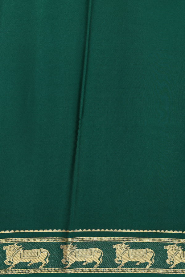 Mysore Silk Saree In Forest Green With Zari Border