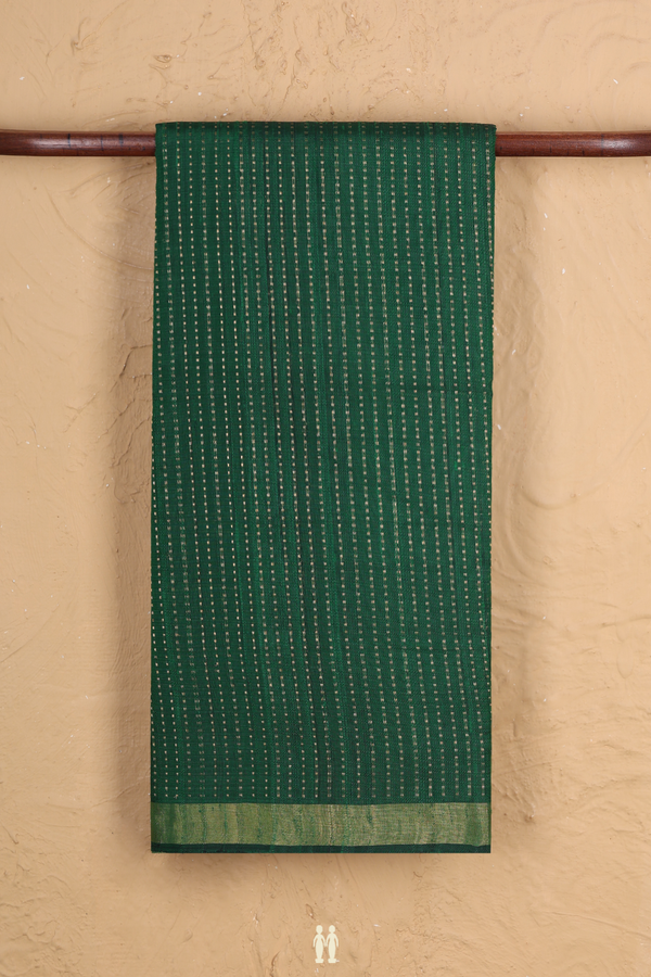 Jute Saree In Green With Stripes Design