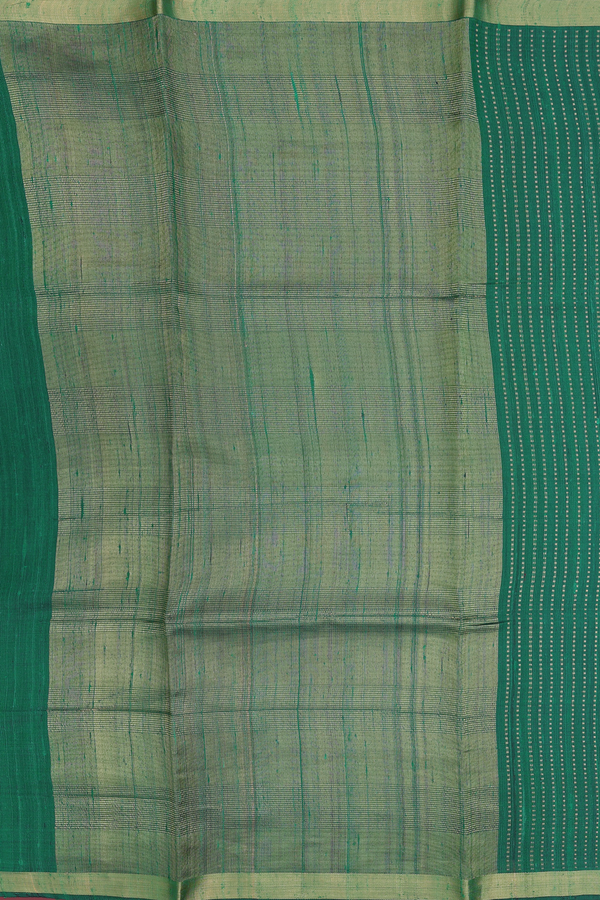 Jute Saree In Green With Stripes Design