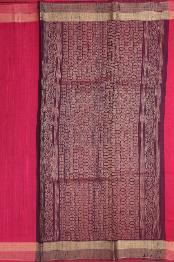 Jute Saree In Pink With Zari Buttas