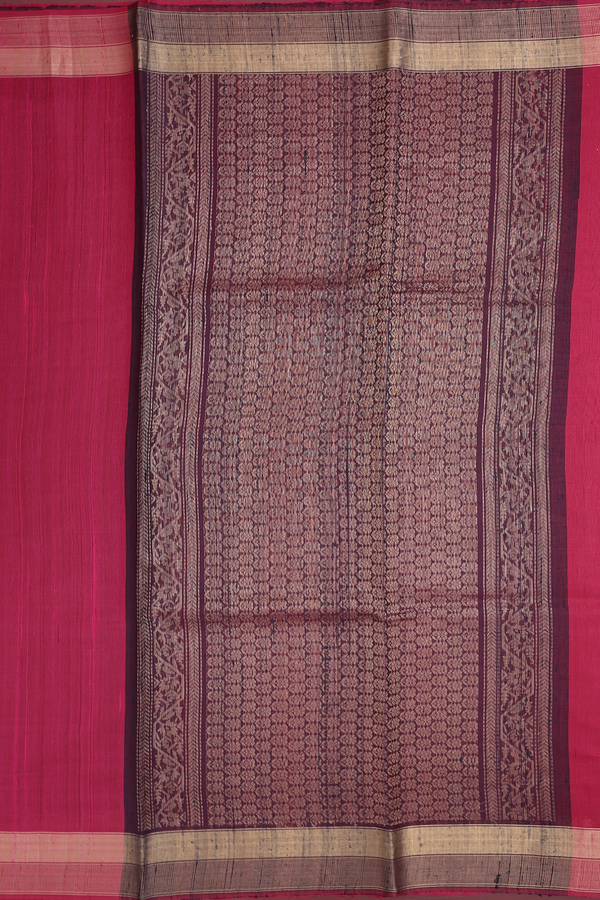 Jute Saree In Pink With Zari Buttas