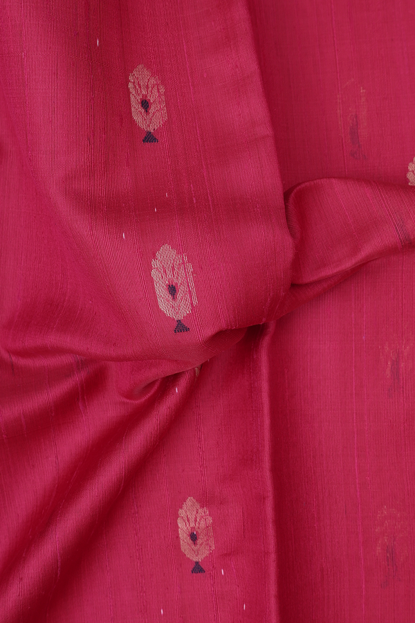 Jute Saree In Pink With Zari Buttas